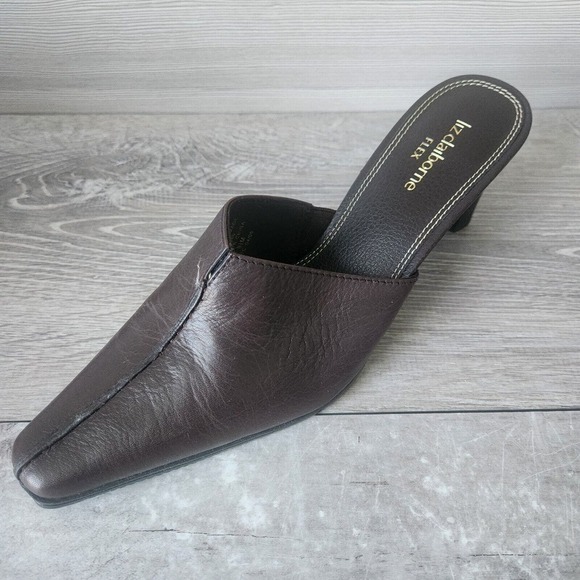 Liz Claiborne Flex Guild Rich Brown Leather 2.75" Heel Shoes Mules Womens 8.5 M - Picture 12 of 13